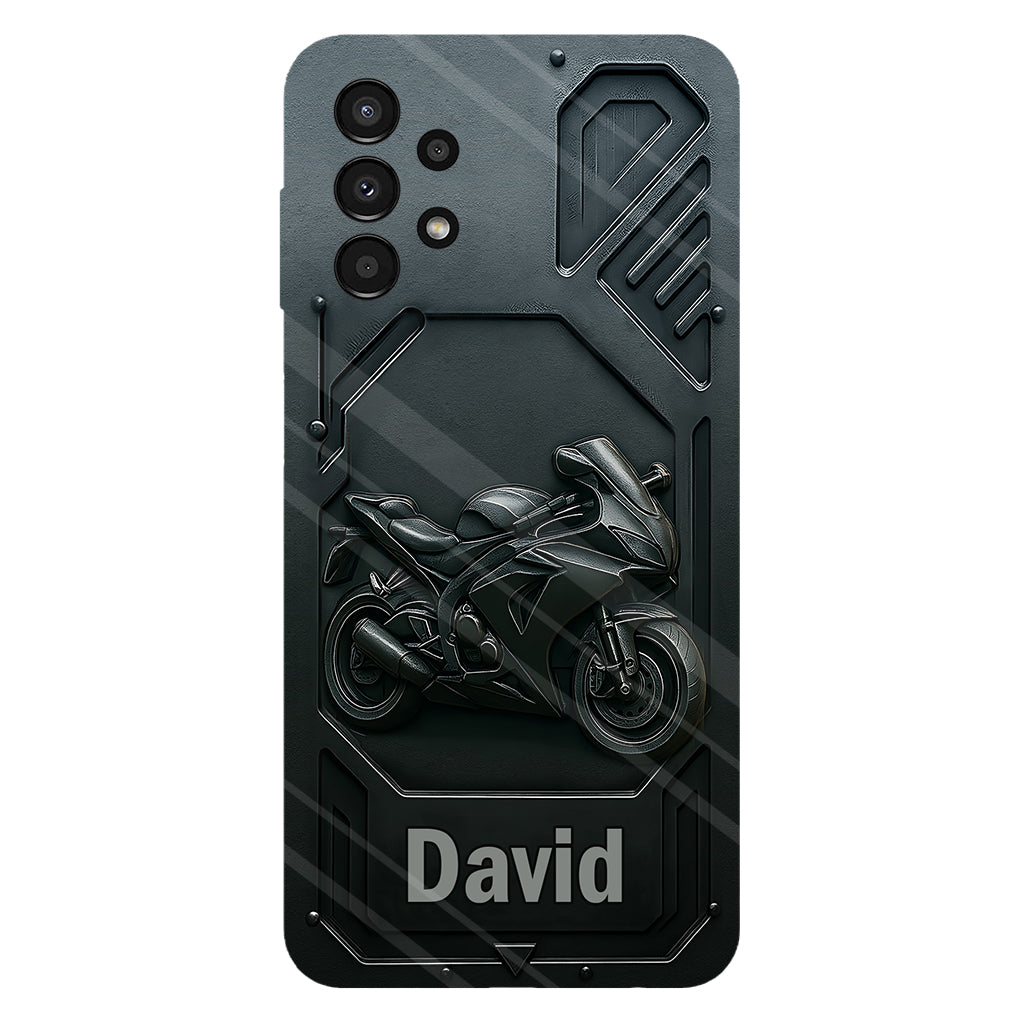Coque de téléphone personnalisée pour motard, style cruiser/sportif, avec impression intégrale.