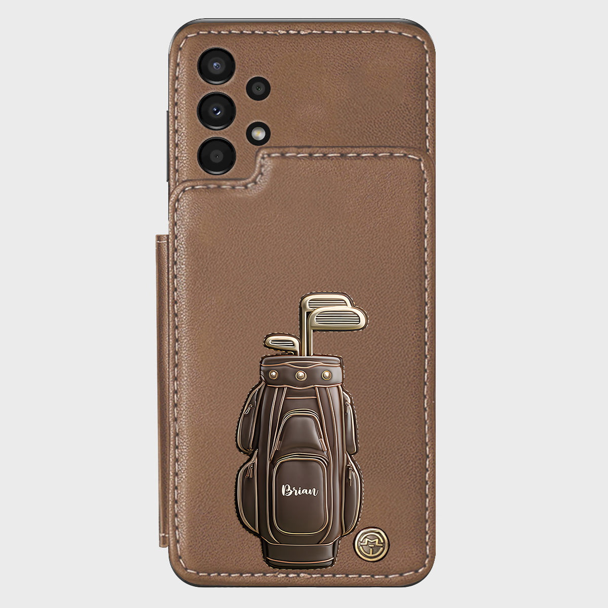 Cadeau de luxe pour golfeur - Étui portefeuille/téléphone personnalisé avec nom - Nom personnalisé