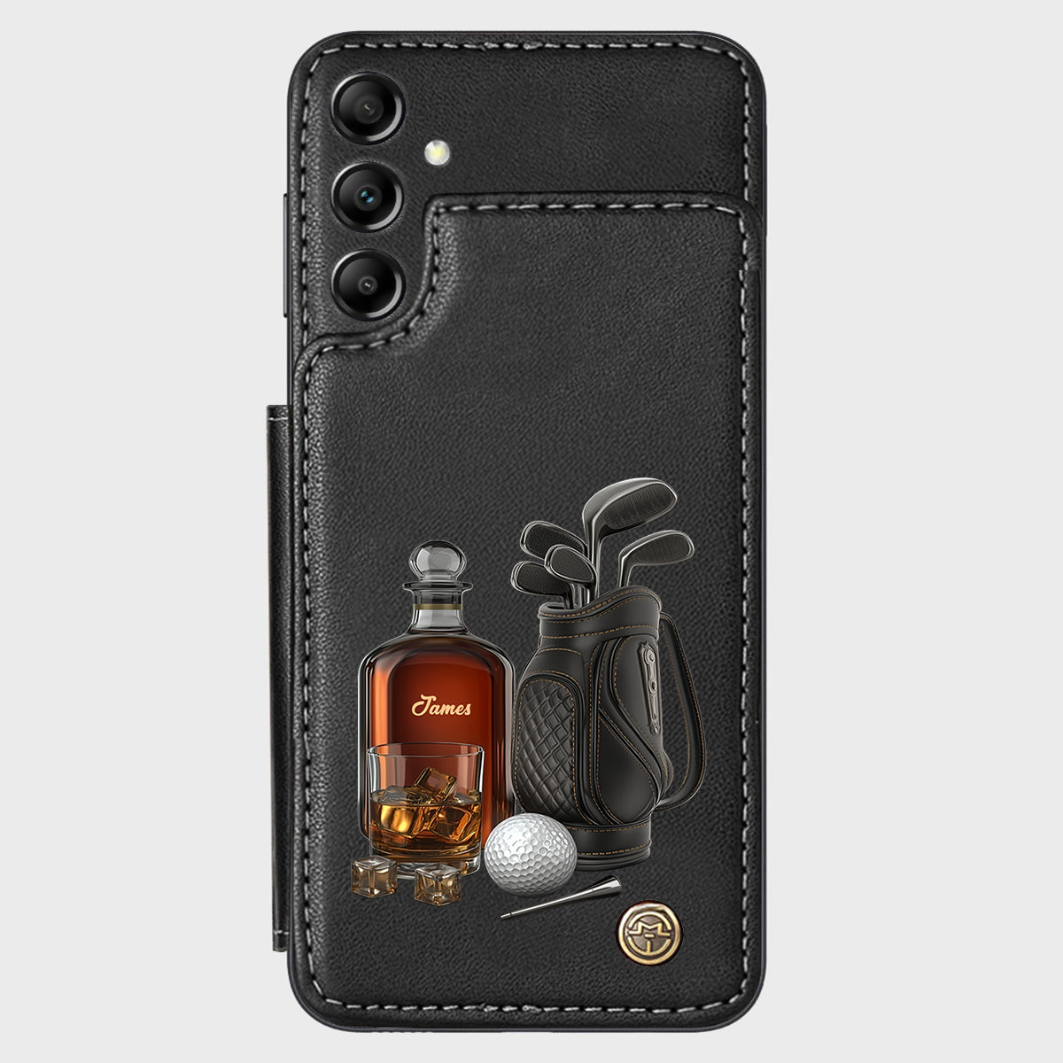 Whiskey & Golf - Étui portefeuille de téléphone personnalisé sur le thème du golf