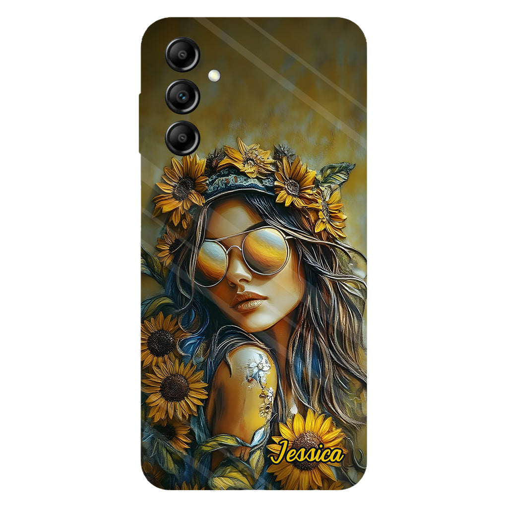 Coque de téléphone personnalisée Hippie Soul Sunflower Girl - Motif hippie intégral