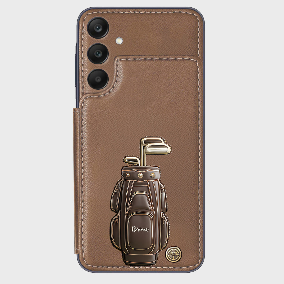 Cadeau de luxe pour golfeur - Étui portefeuille/téléphone personnalisé avec nom - Nom personnalisé
