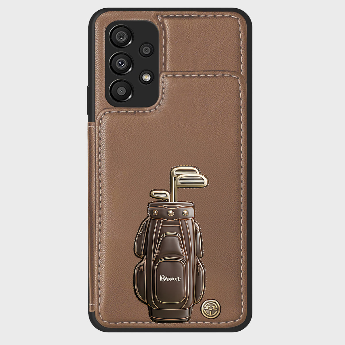 Cadeau de luxe pour golfeur - Étui portefeuille/téléphone personnalisé avec nom - Nom personnalisé