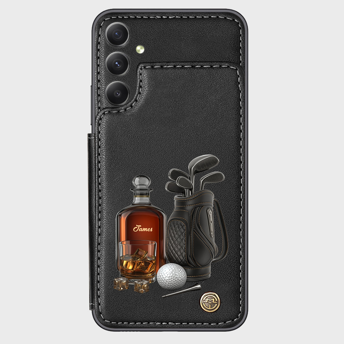 Whiskey & Golf - Étui portefeuille de téléphone personnalisé sur le thème du golf