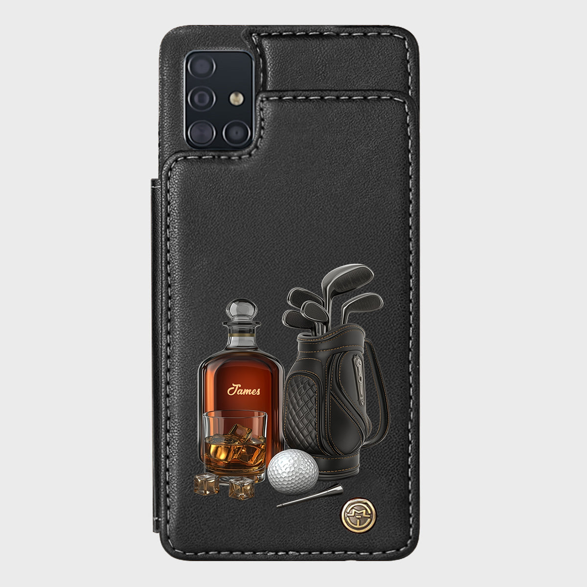 Whiskey & Golf - Étui portefeuille de téléphone personnalisé sur le thème du golf