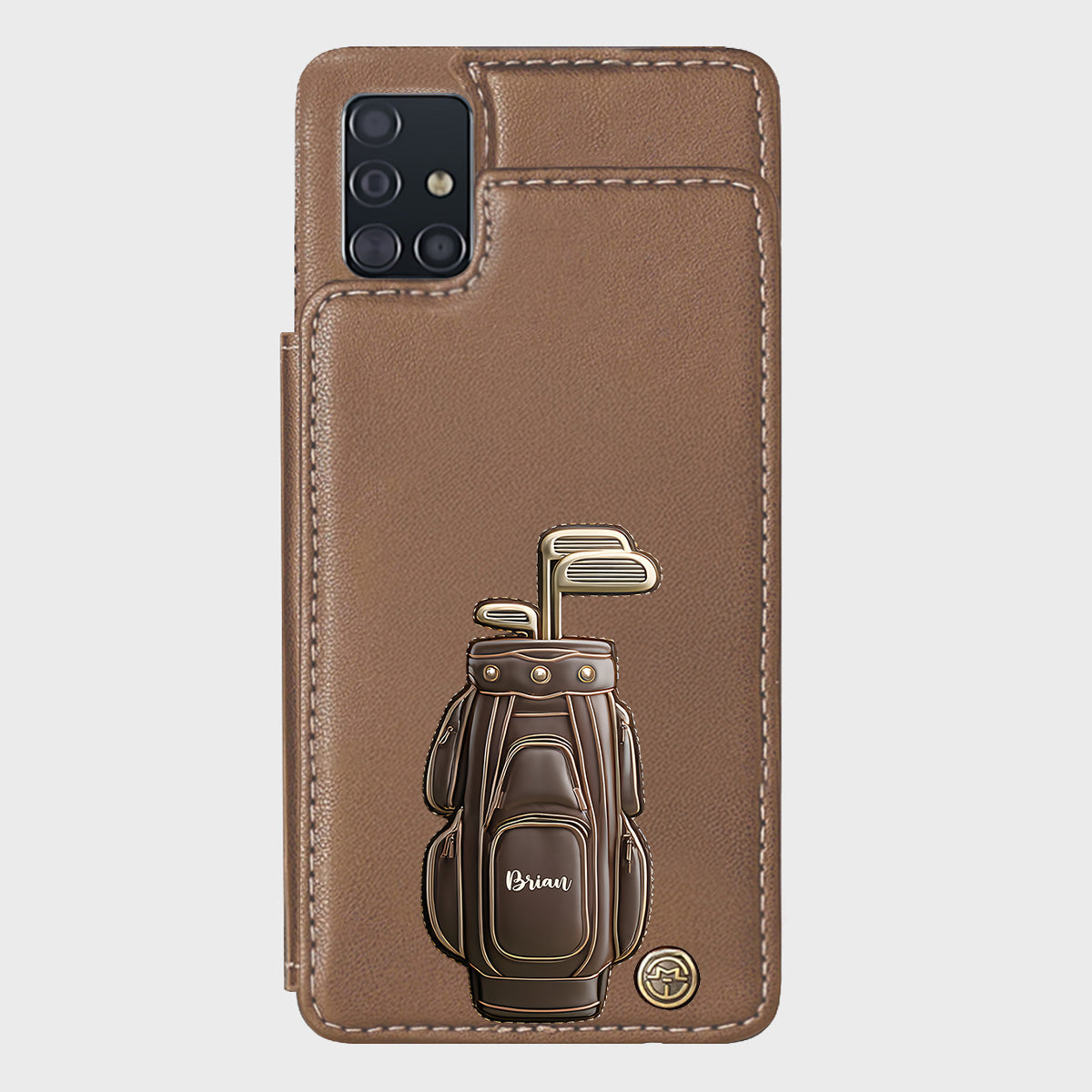 Cadeau de luxe pour golfeur - Étui portefeuille/téléphone personnalisé avec nom - Nom personnalisé