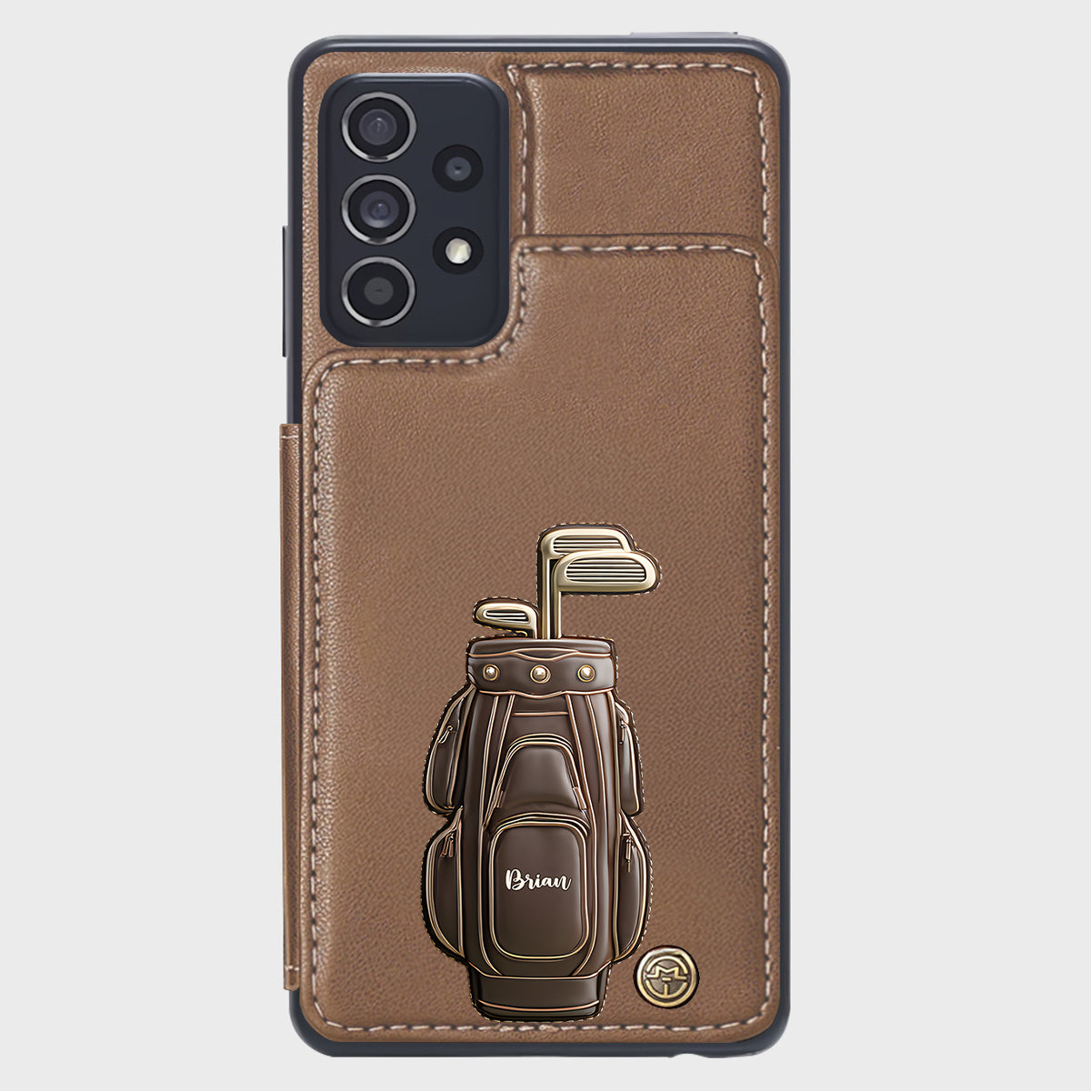 Cadeau de luxe pour golfeur - Étui portefeuille/téléphone personnalisé avec nom - Nom personnalisé