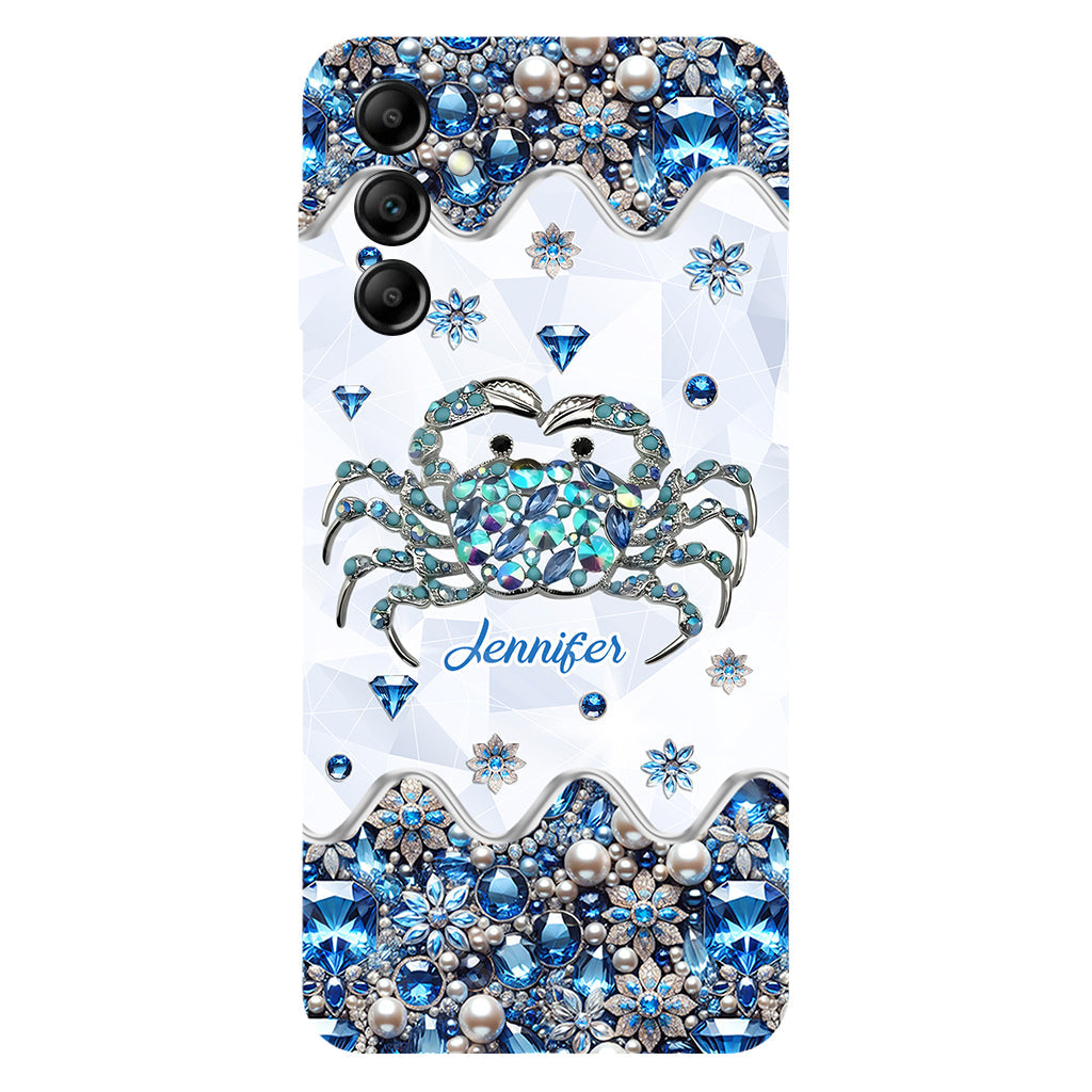 Élégante coque de téléphone personnalisée « Crabe bleu élégant » pour amoureux de la mer