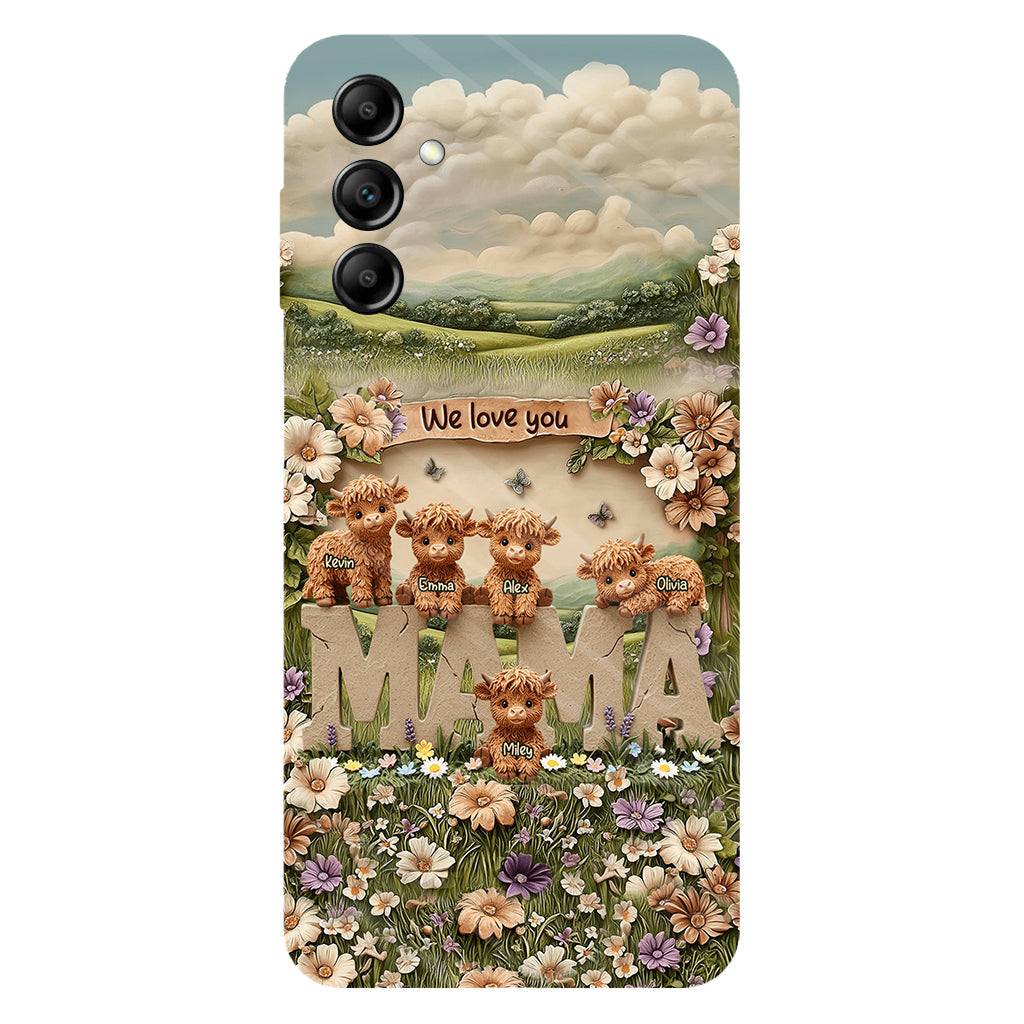 Coque de téléphone personnalisée avec motif vache des Highlands mignonne, maman et grand-mère - Coque de téléphone imprimée intégralement pour maman
