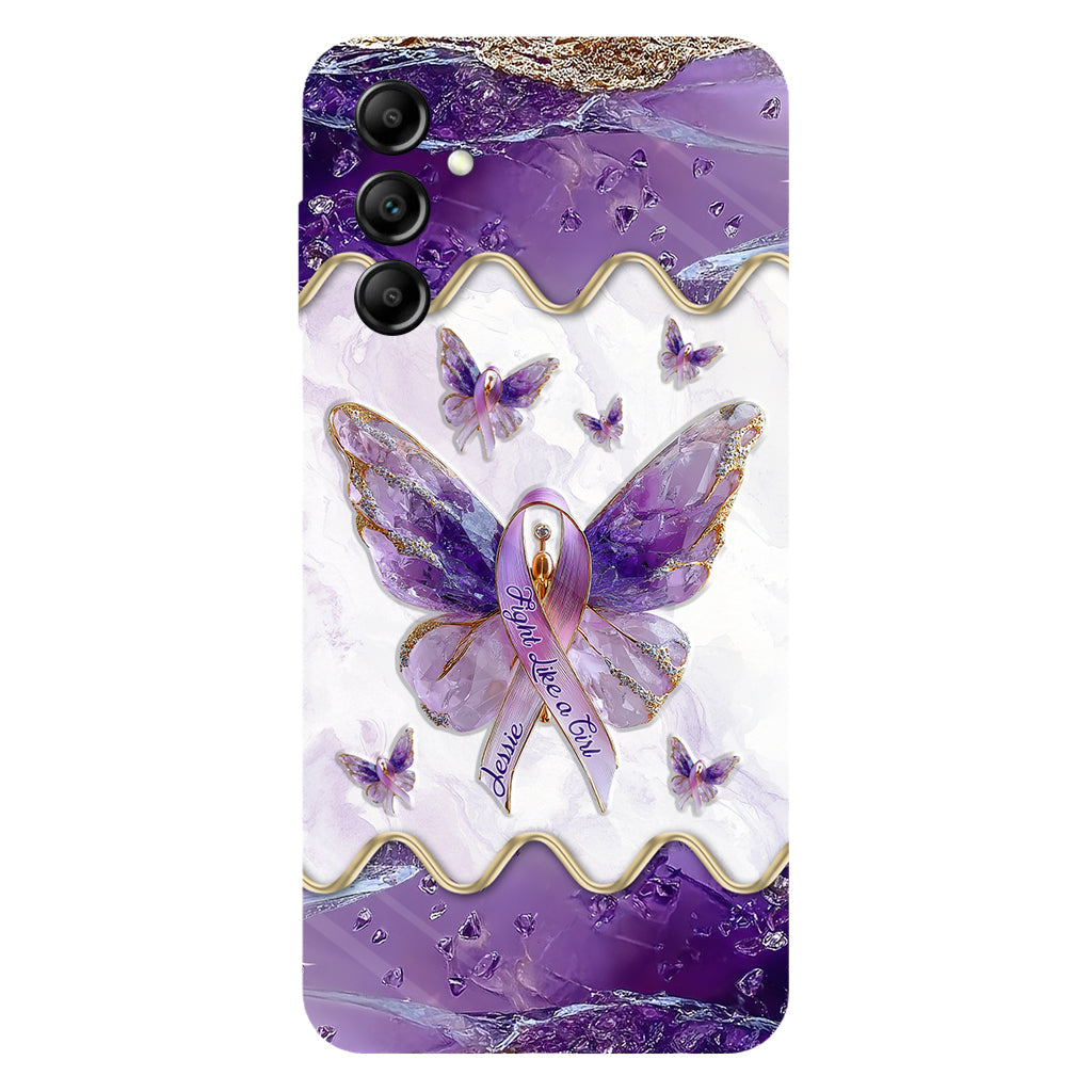 Combattez comme une fille - Coque de téléphone personnalisée avec impression intégrale pour la sensibilisation au lupus