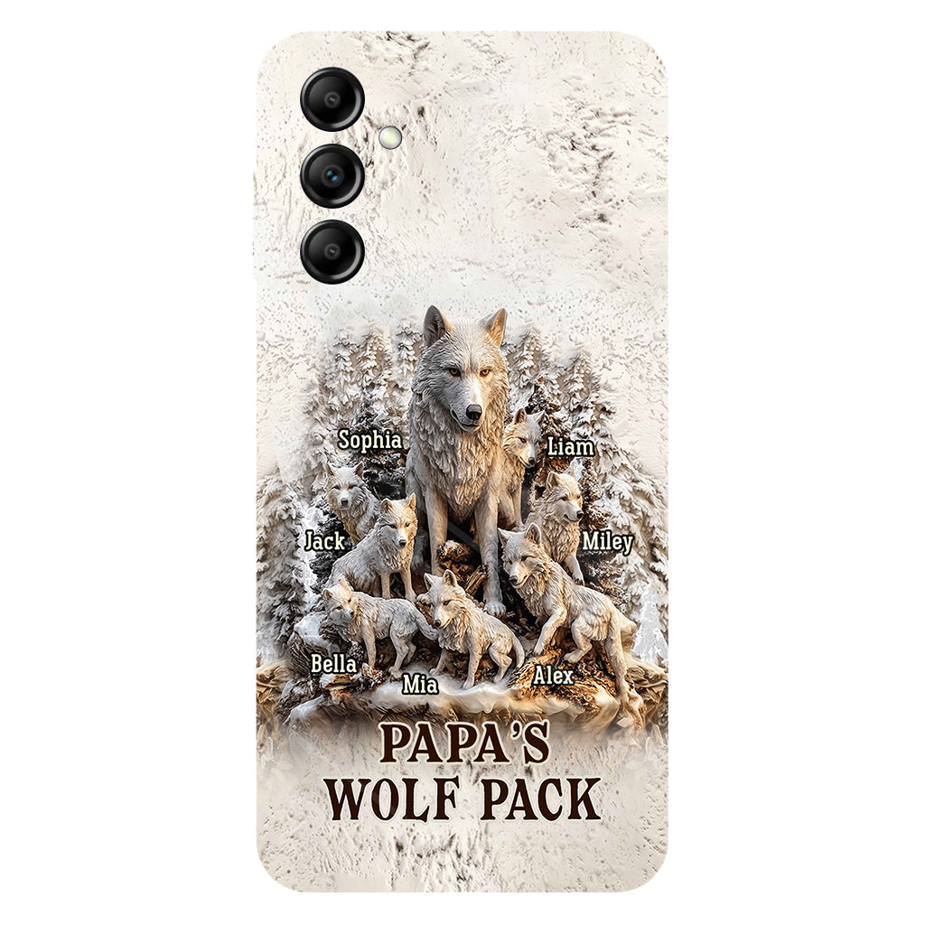 Coque de téléphone personnalisée « La meute de loups de papa » avec impression intégrale