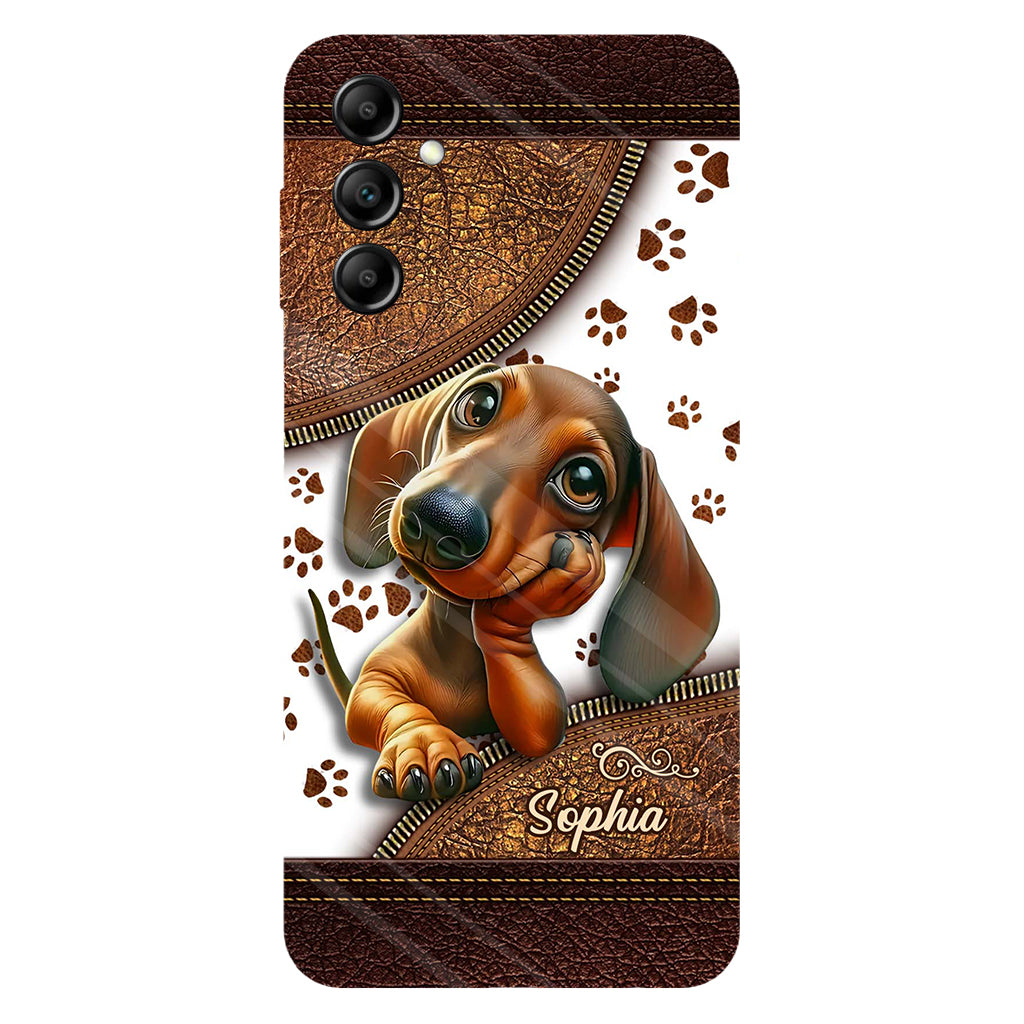 Coque de téléphone personnalisée avec un adorable teckel et un motif intégral de chien