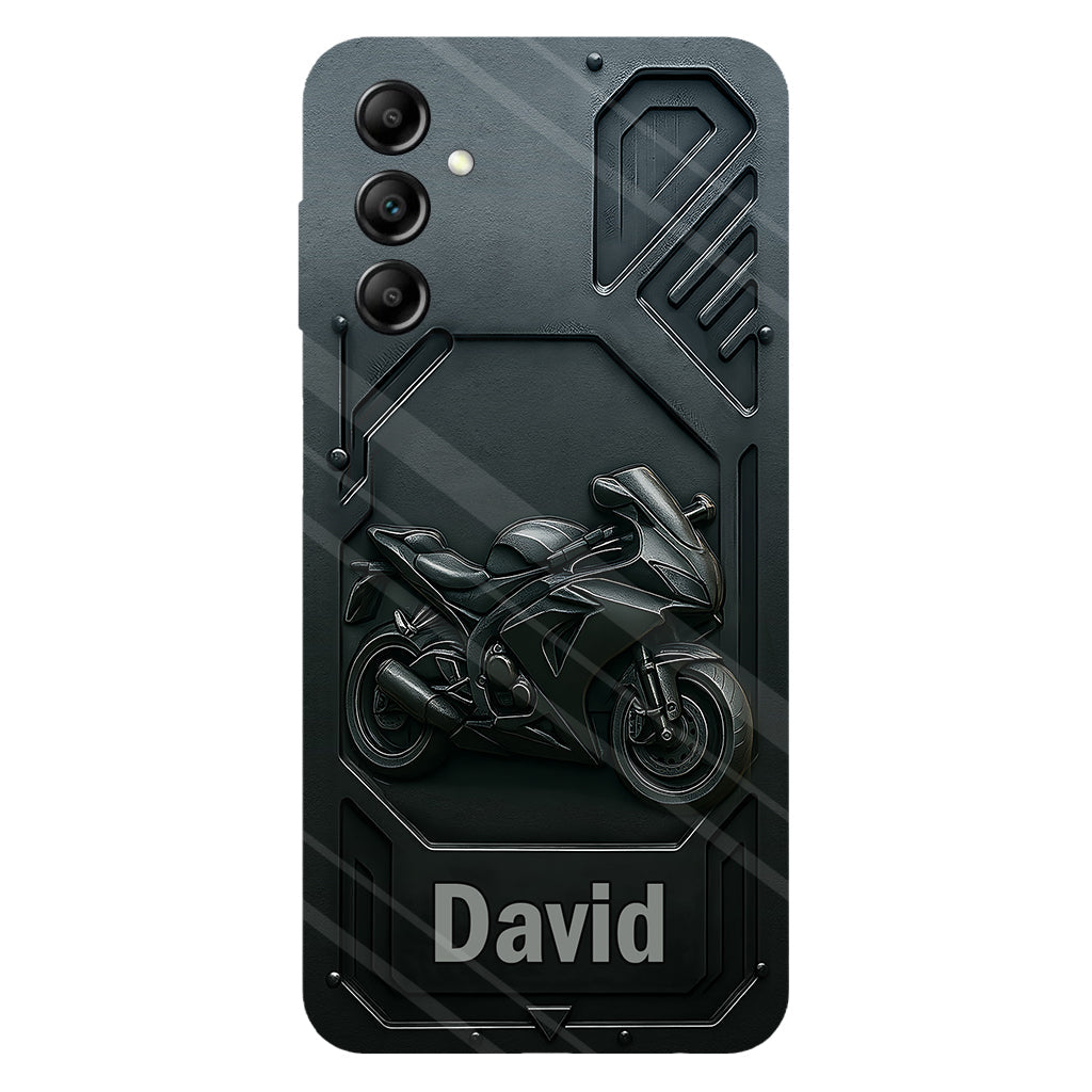 Coque de téléphone personnalisée pour motard, style cruiser/sportif, avec impression intégrale.