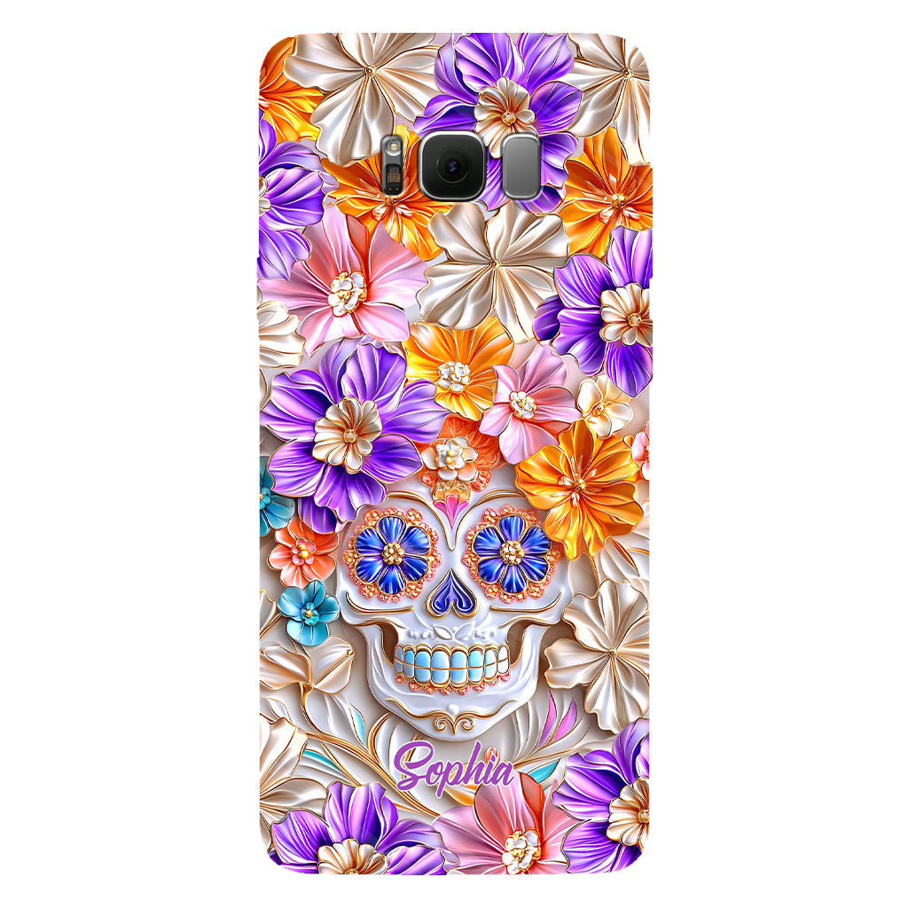 Floral Skull - Personalized Skull Full Print Phone Case