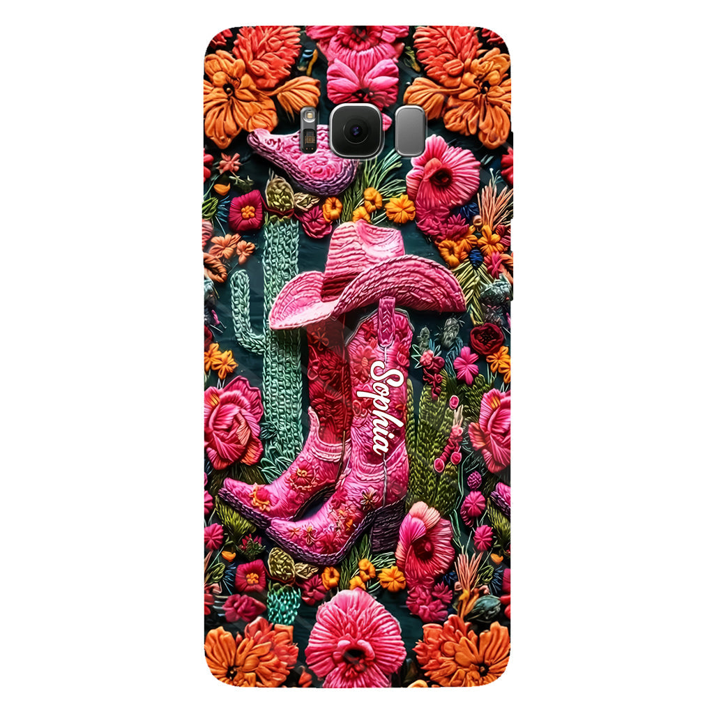 Coque de téléphone personnalisée « Cowgirl rose » avec imprimé intégral