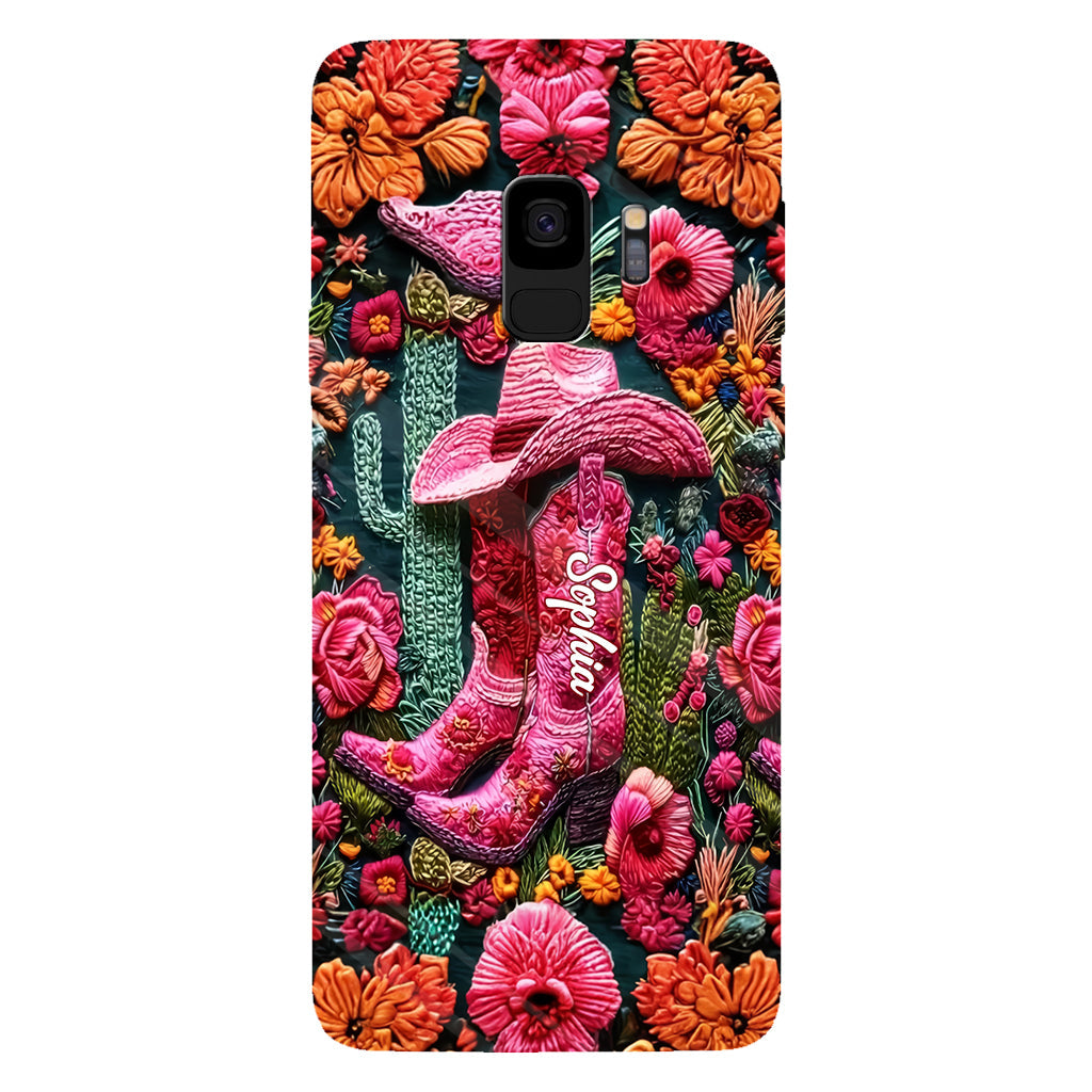 Coque de téléphone personnalisée « Cowgirl rose » avec imprimé intégral