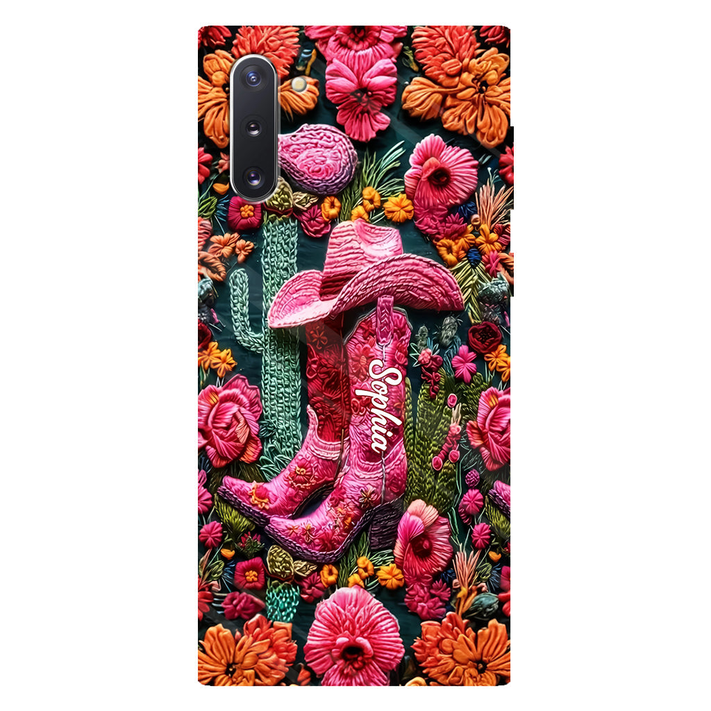 Coque de téléphone personnalisée « Cowgirl rose » avec imprimé intégral