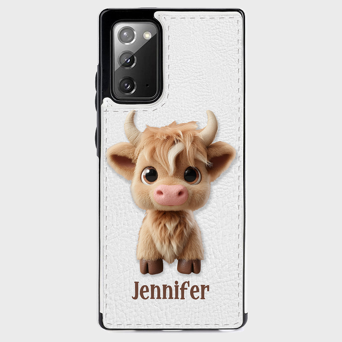 Étui portefeuille pliable personnalisé avec une adorable vache des Highlands