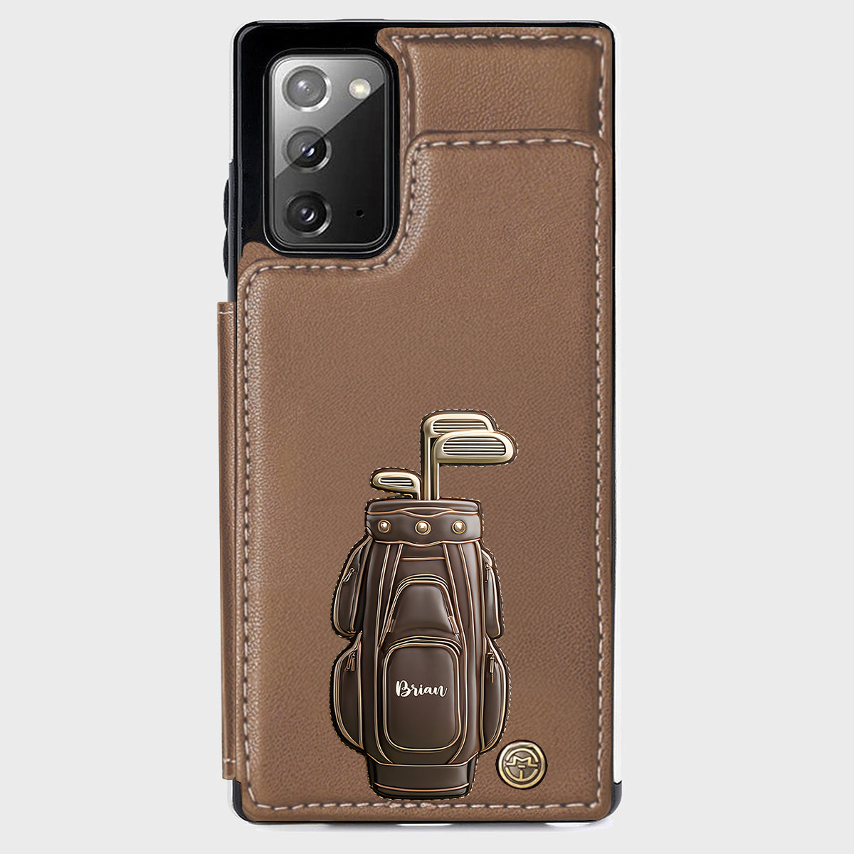 Cadeau de luxe pour golfeur - Étui portefeuille/téléphone personnalisé avec nom - Nom personnalisé
