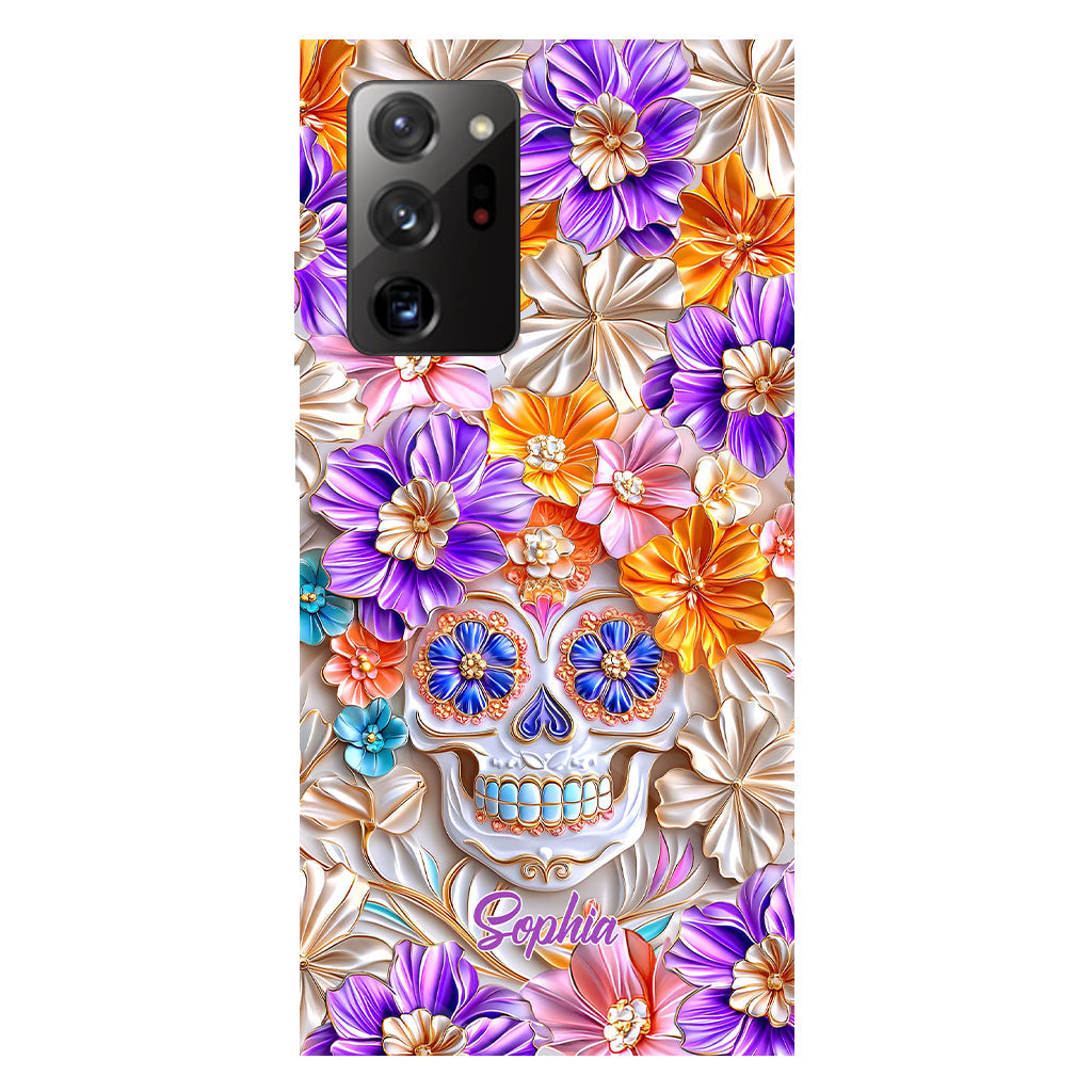 Floral Skull - Personalized Skull Full Print Phone Case