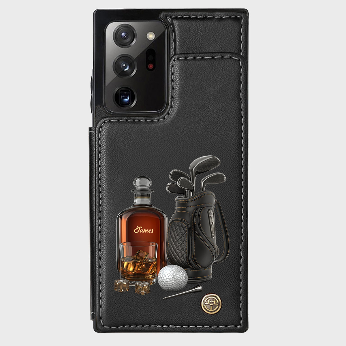 Whiskey & Golf - Étui portefeuille de téléphone personnalisé sur le thème du golf