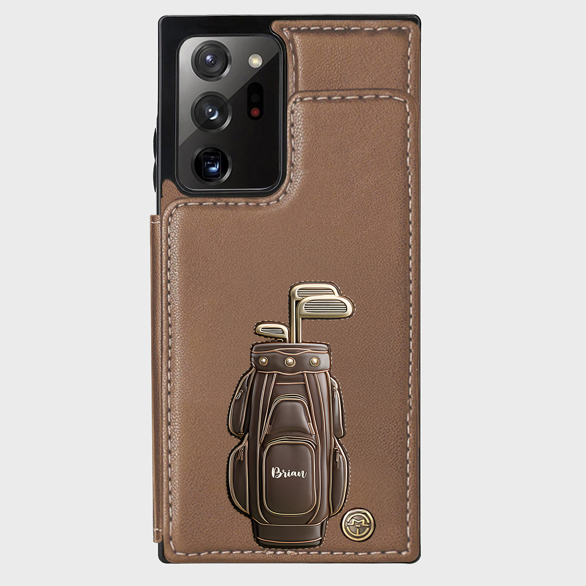 Cadeau de luxe pour golfeur - Étui portefeuille/téléphone personnalisé avec nom - Nom personnalisé