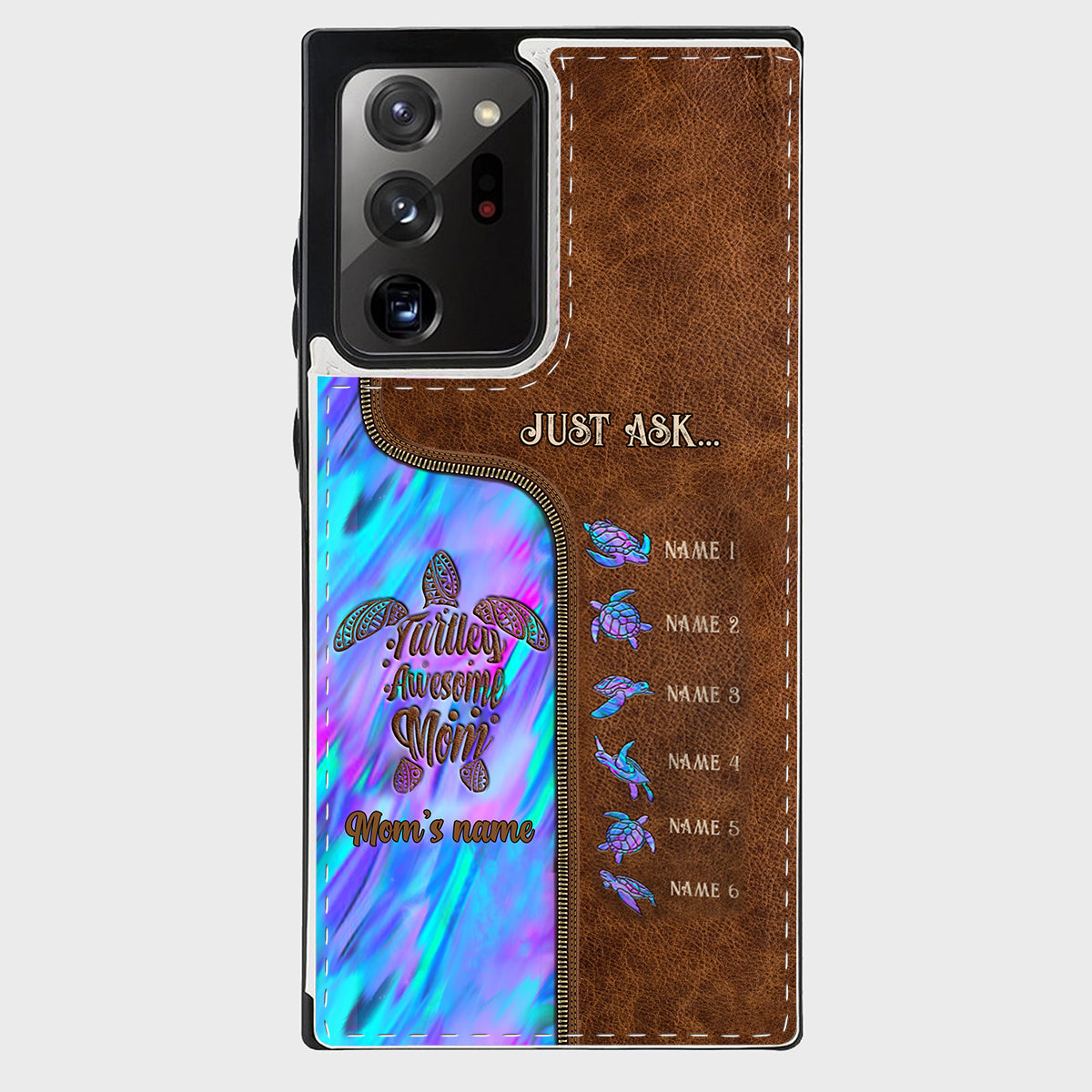 Étui portefeuille pliable personnalisé « Main dans la main » pour téléphone, motif maman