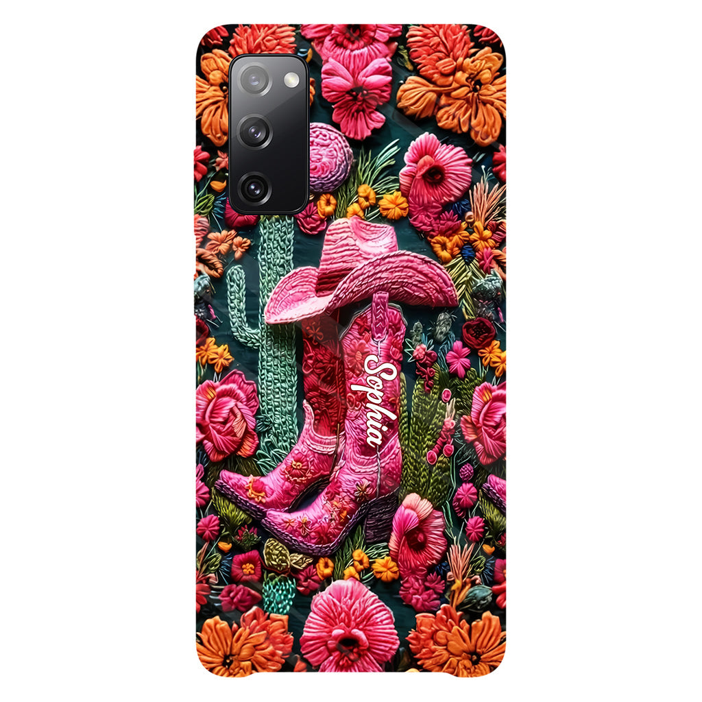 Coque de téléphone personnalisée « Cowgirl rose » avec imprimé intégral