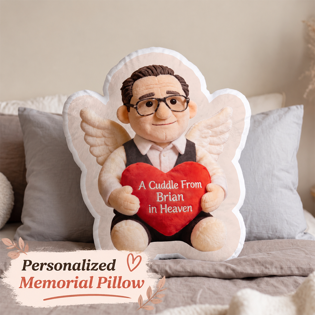 Personalized Middle-Aged Black Man Memorial Pillow, Loss of Loved One Gift for Dad Husband