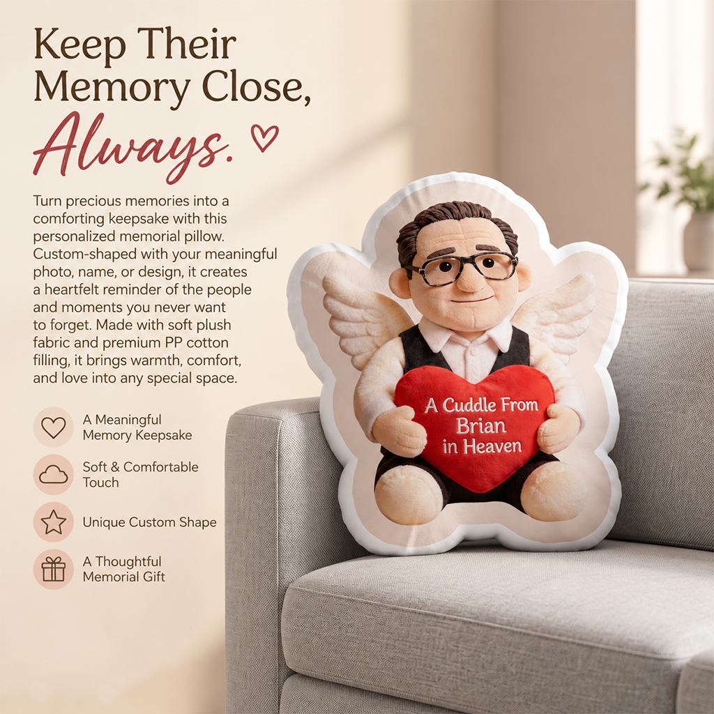 Personalized Latino Little Boy Memorial Shaped Pillow, Sympathy Loss Gift