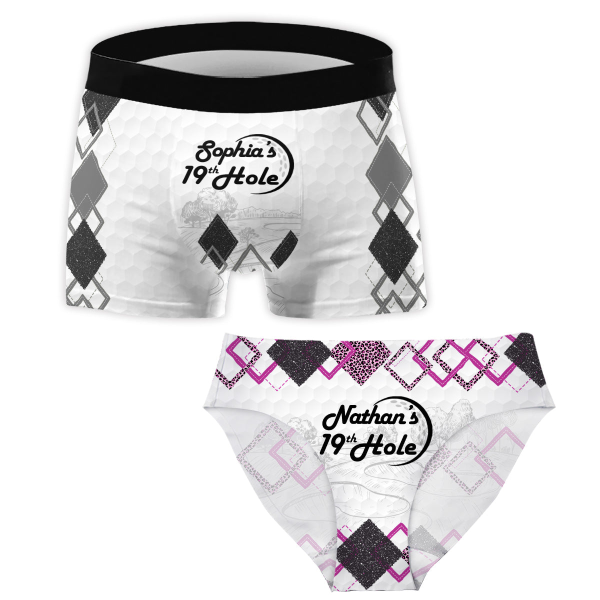19Th Hole - Personalized Golf Women Briefs & Men Boxer Briefs
