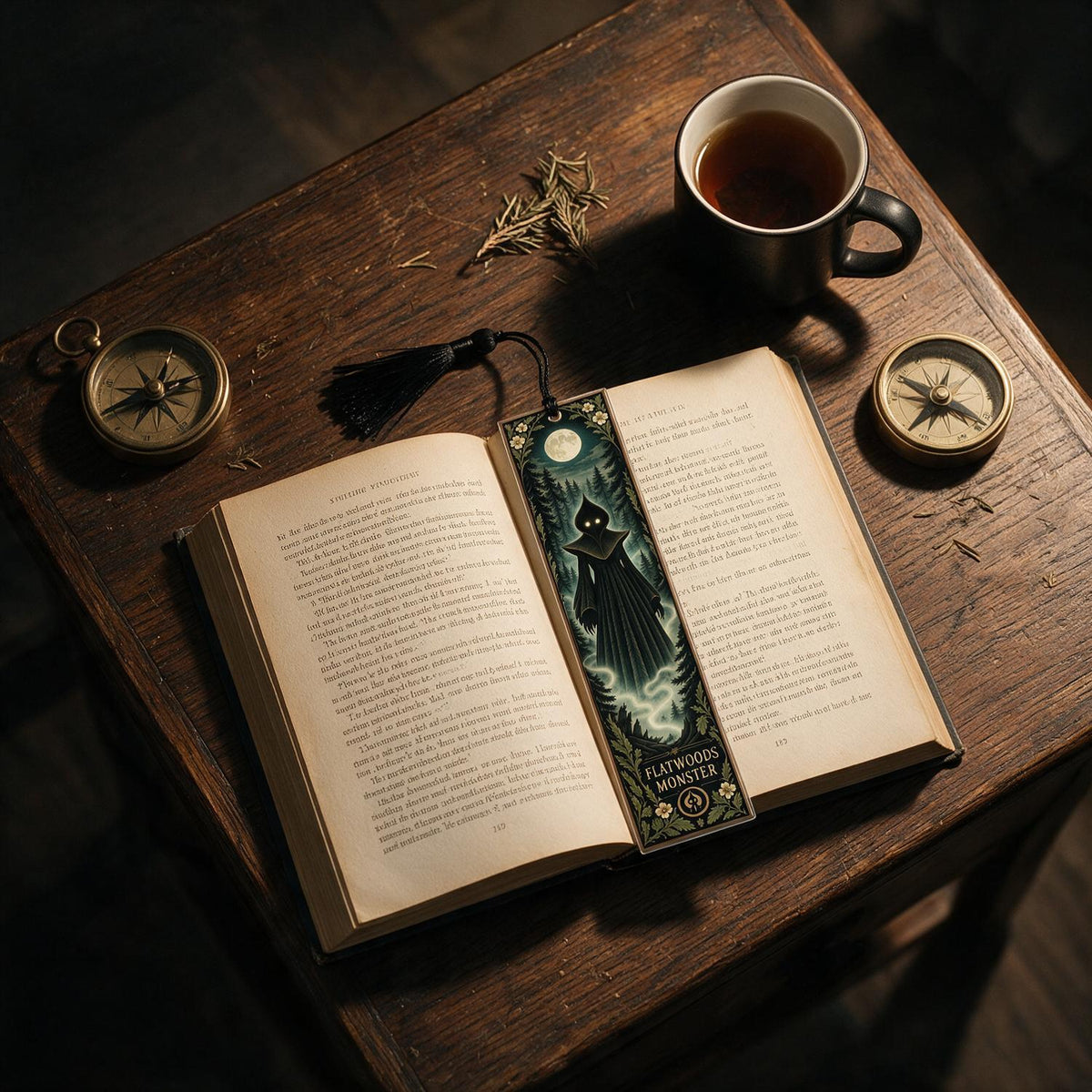 Personalized Flatwoods Monster Acrylic Bookmark with Tassel, Spooky Cryptid Book Lover Gift