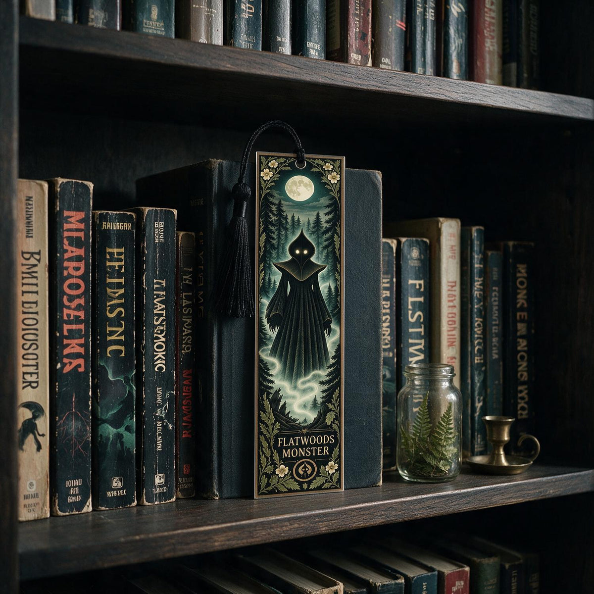 Personalized Flatwoods Monster Acrylic Bookmark with Tassel, Spooky Cryptid Book Lover Gift