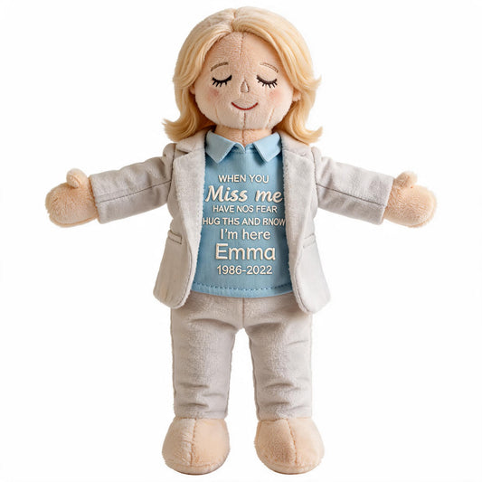 Custom Memorial Women Plush Doll - Personalized Wife Mom Memorial Bear, Comforting Grief Keepsake Gift