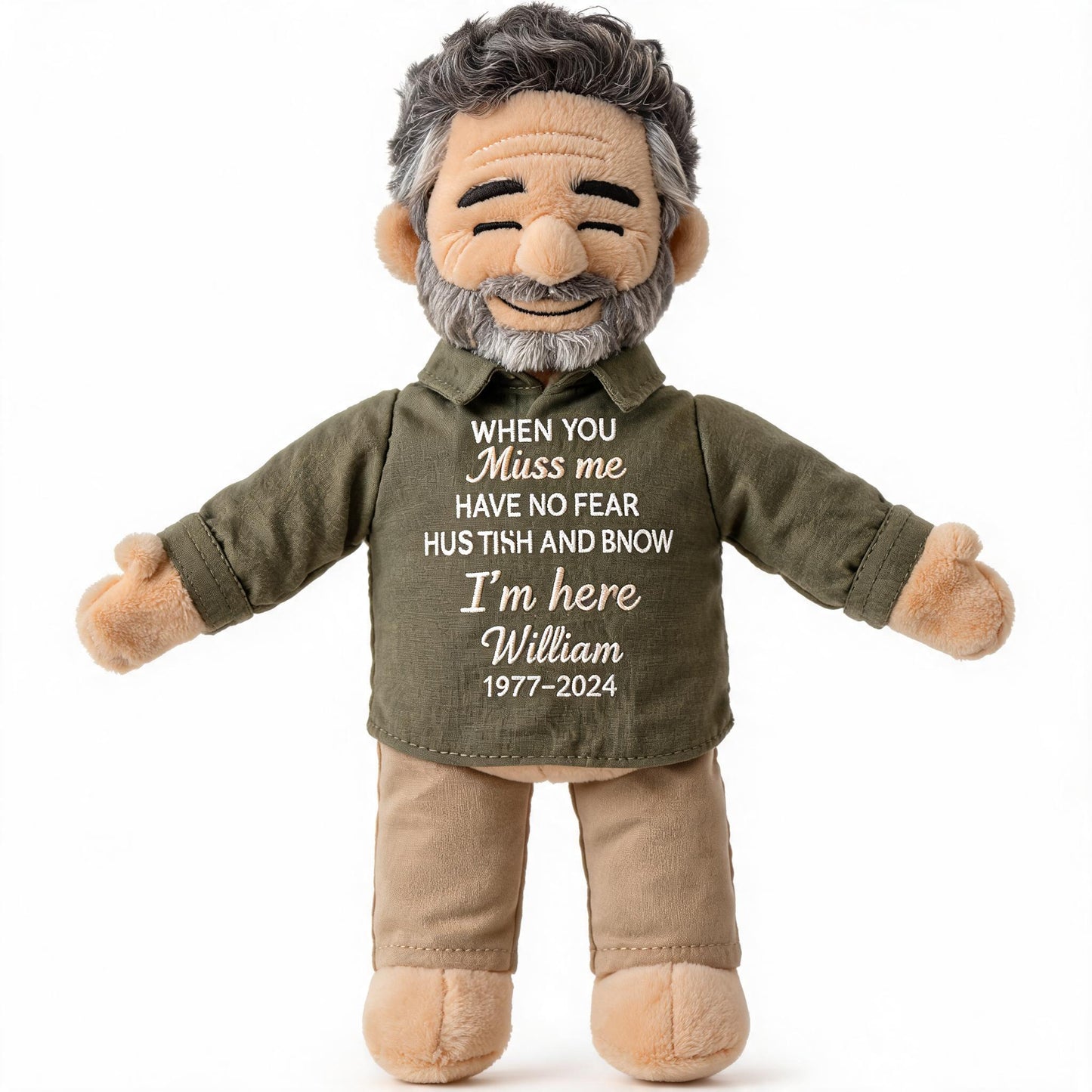 Custom Memorial Older Latin Men Grandpa Plush Doll - Personalized Abuelo Memorial Bear, Comforting Grief Keepsake Gift