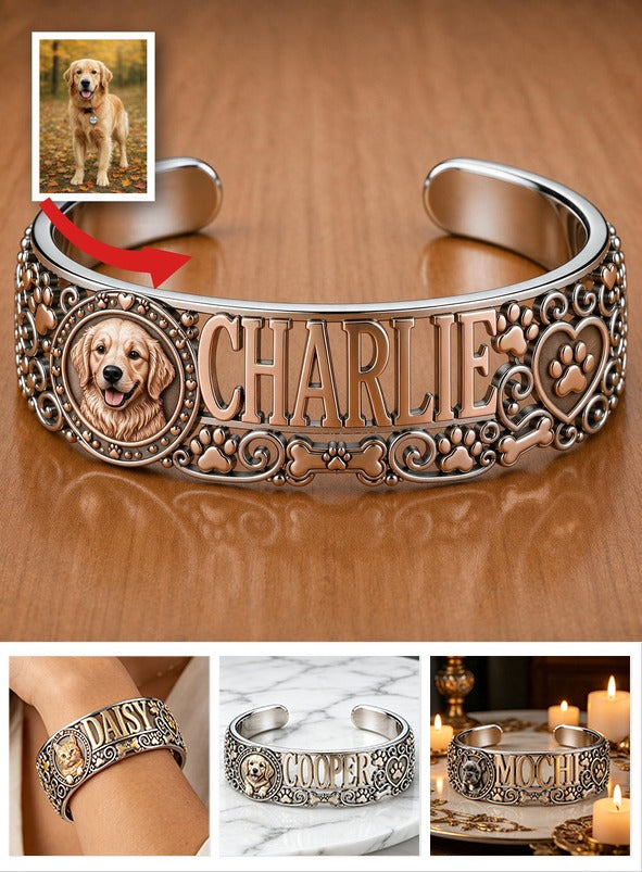 Bracelet en Cuir Personnalisé Golden Retriever - Bijoux pour Amoureux des Chiens