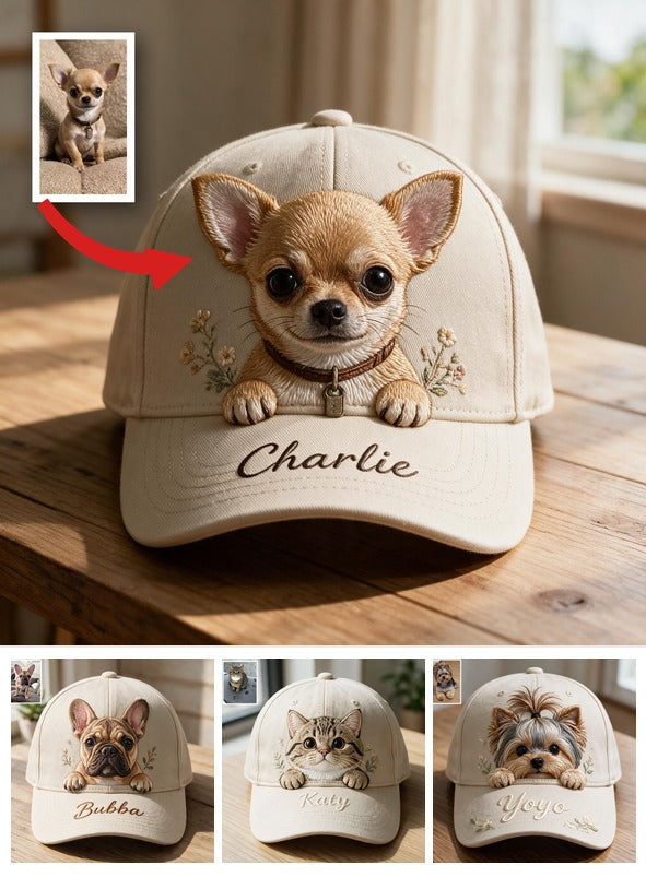 Personalized Peeking Tan Chihuahua Classic Cap, Custom Embroidered Hat Gift for Chihuahua Owners and Dog Lovers