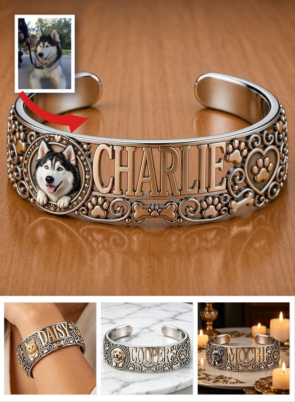 Bracelet en Cuir Personnalisé Husky Sibérien - Bijoux Nom Personnalisé pour Amateurs de Husky et Mamans de Chiens Fiers