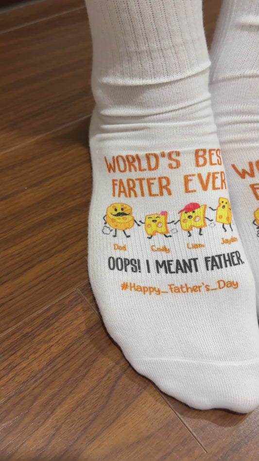 Chaussettes de papa humoristiques « Le meilleur péteur du monde » - Chaussettes personnalisées