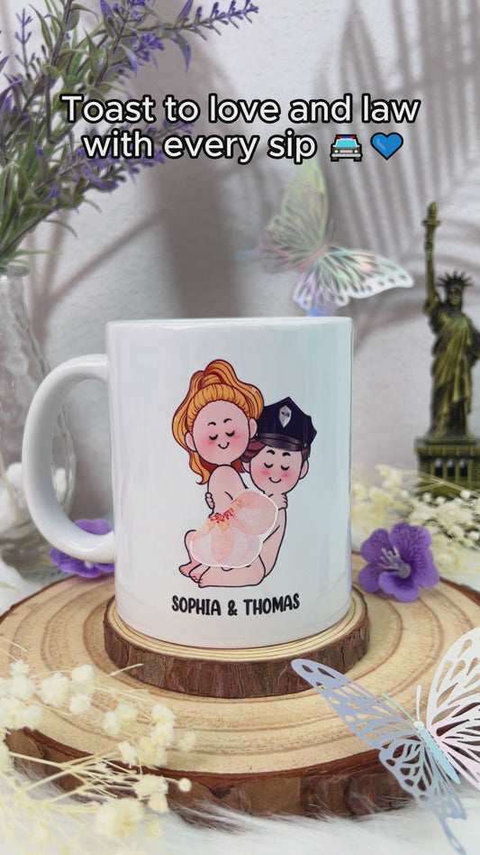 J'adore la police - Mug personnalisé pour couple