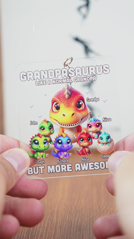 Daddysaurus Grandpasaurus Dinosaures 3D - Porte-clés personnalisé pour papa