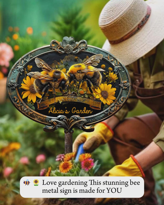 Jardin des abeilles - Panneau en métal découpé personnalisé pour le jardinage