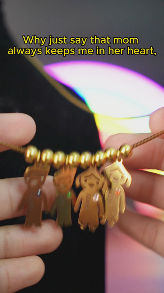 Collier personnalisé avec breloques pour enfants et pierre de naissance - Collier maman personnalisé avec breloques pour enfants