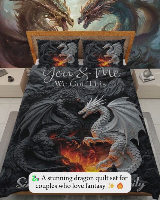 You And Me We Got This - Personalized Dragon Quilt Set
