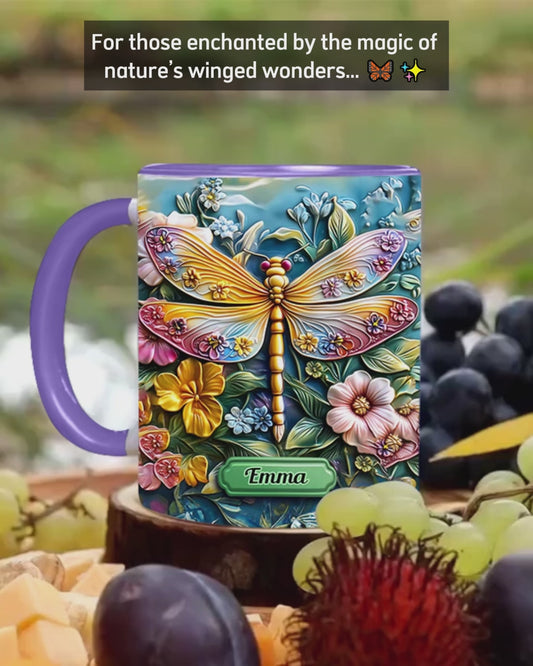 Beautiful Butterfly Bee Dragonfly Hummingbird - Personalized Butterfly Accent Mug