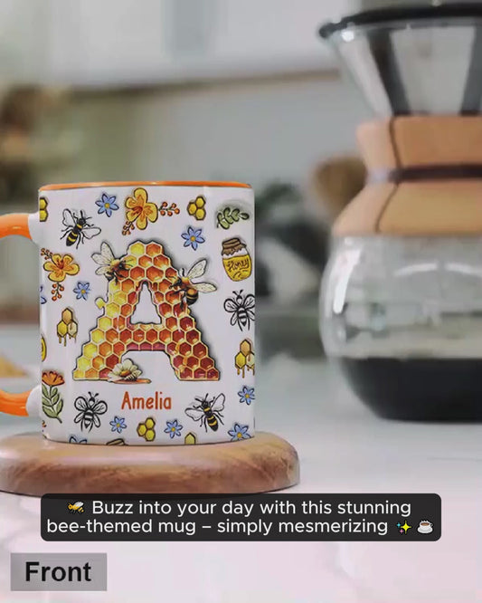 Mug personnalisé « Abeille » avec lettre abeille - Décoration de jardinage