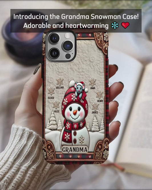 Mamie Bonhomme de Neige Noël - Coque de téléphone personnalisée pour grand-mère