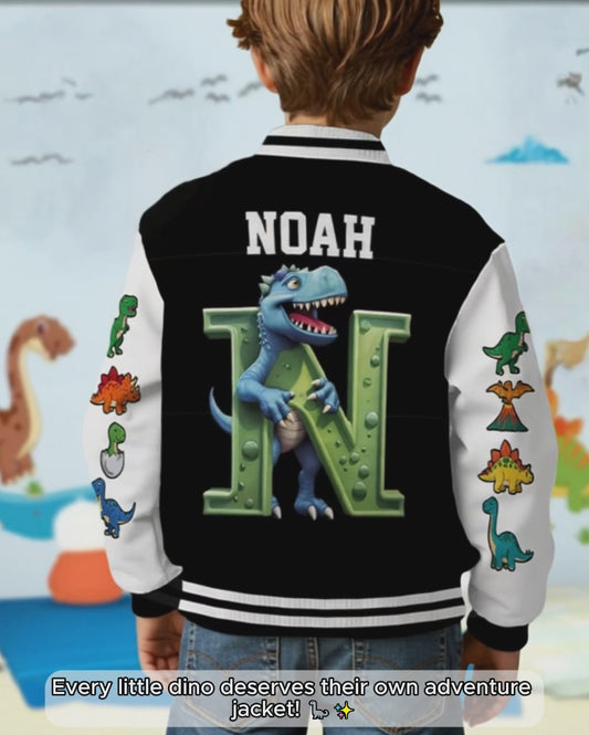 Veste universitaire personnalisée pour enfants avec initiales de dinosaures, pour garçons et filles