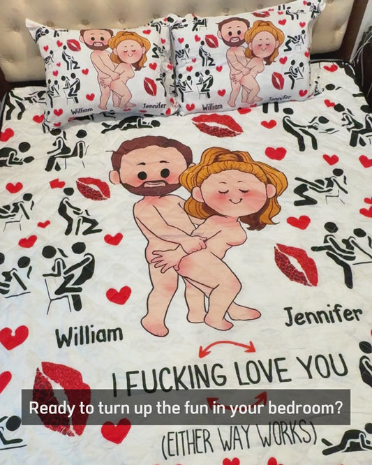 Je t'aime - Ensemble de courtepointes personnalisé pour couple