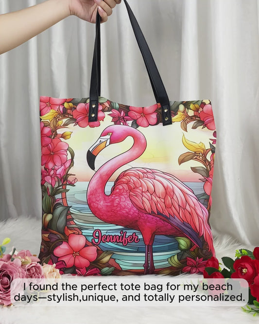 Sac fourre-tout personnalisé « J’adore les flamants roses »