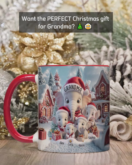 Any Title Cute Elephant - Personalized Grandma Accent Mug
